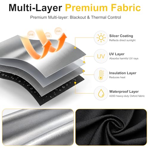 100% Blackout Portable Curtains - No-Drill, Customizable Size (57" W x 118" H)