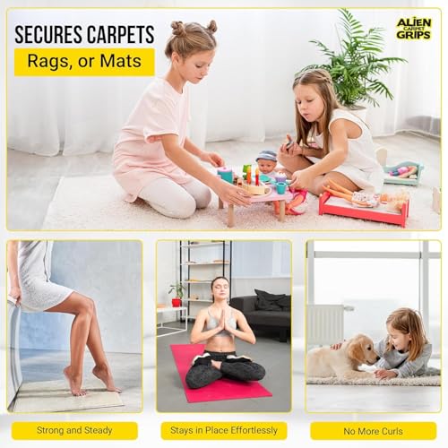 Anti-Slip Rug Gripper Pads - 20 Pack, 4x4 Inch Reusable Carpet Tape