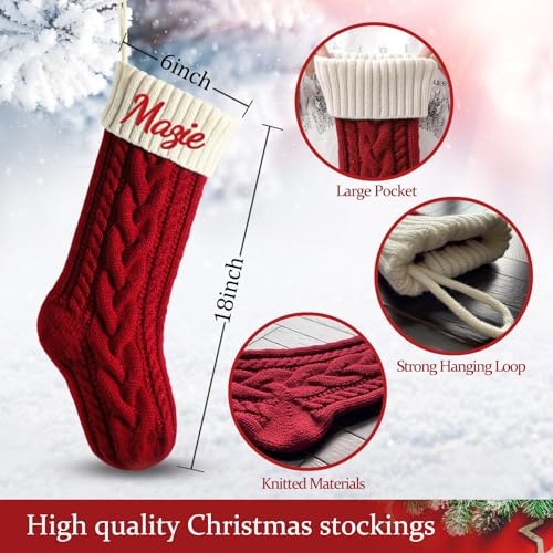 Personalized Embroidered Christmas Stocking - 18" Large Knitted Xmas Stocking