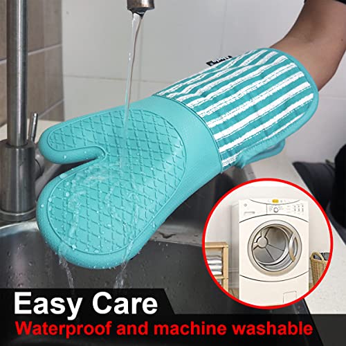 Extra Long Silicone Oven Mitts - Heat Resistant Kitchen Gloves, Set of 2