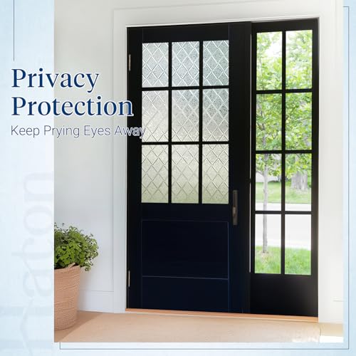 Decorative Frosted Window Privacy Film - Lattice Pattern, 17.5" x 78.7"
