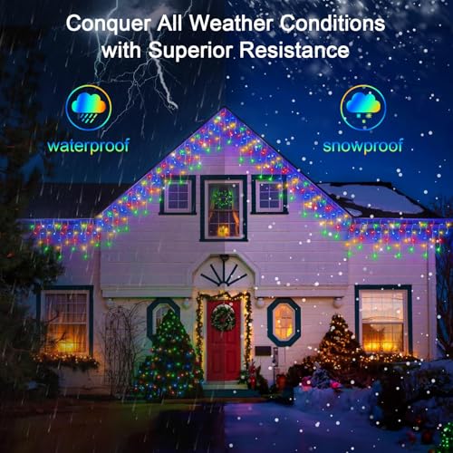 WUXYIYANG 132ft LED Christmas Lights 1332 LEDs, 296 Drops, 12 Modes, Multicolor