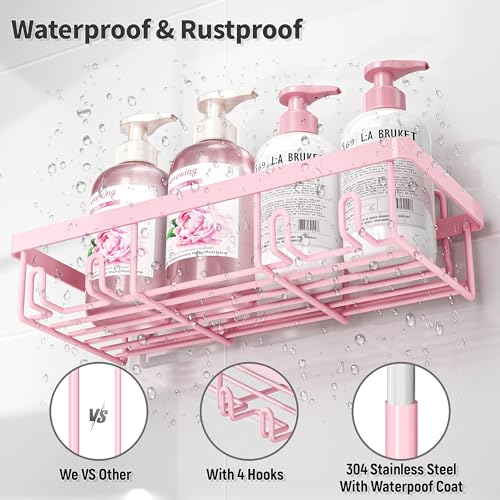 Liuoud 5-Pack Pink Shower Caddy Stainless Steel Wall Organizer