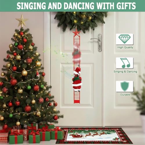 Climbing Santa Claus on Ladder - Electric Musical Christmas Decoration