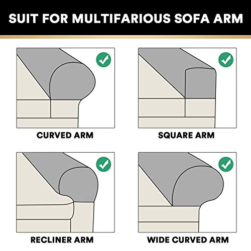 Thick Velvet Stretch Armrest Covers for Chairs and Sofas - 2 Pack, Ivory