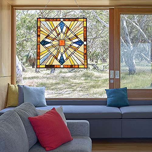 Handcrafted Stained Glass Window Panel 20" x 20" - Tiffany Style Suncatcher