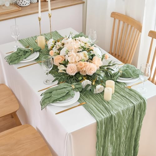 12-Pack Sage Green Cheesecloth Napkins, 20" x 20" Rustic Gauze Table Decor