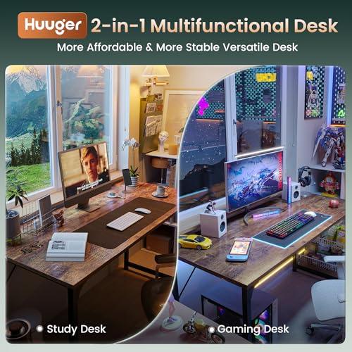 55-Inch Computer Desk - Modern Home Office Writing Table, Rustic Brown