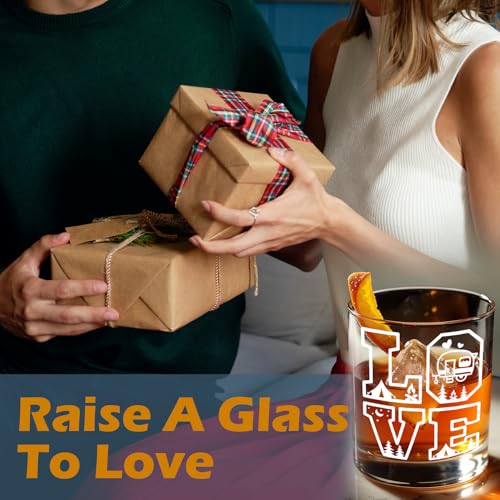 White Camping Whiskey Glasses - 10oz Old Fashioned Rocks Glass for Campers & Lovers