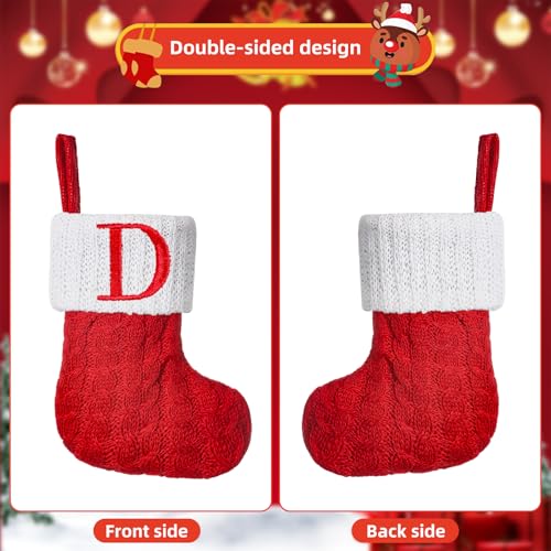Personalized Cable Knit Mini Christmas Stocking with Monogram Letter - 8.5 Inch