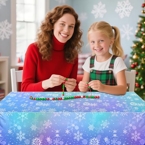 NOVWANG Snowflake Winter Tablecloths 4 pcs Iridescent Holiday Decor, 54x108 inches