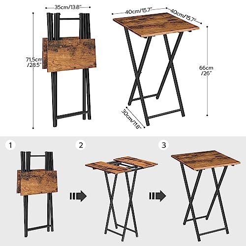 Folding TV Tray Table, Industrial Snack Side Table for Small Spaces