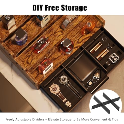 4-Tier Wooden Cologne Organizer with Drawer for Perfume and Grooming