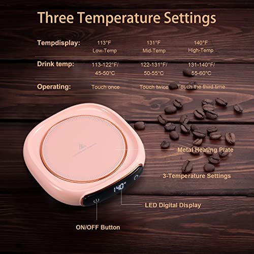 White Cat Mug Warmer & Coffee Mug Set - Portable Beverage Warmer with 3 Temp, Auto Shut-Off