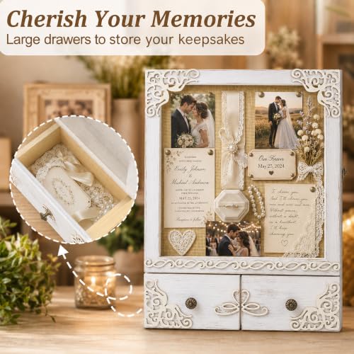 11x16 Lighted Shadow Box Frame with Shelves and Storage Drawers