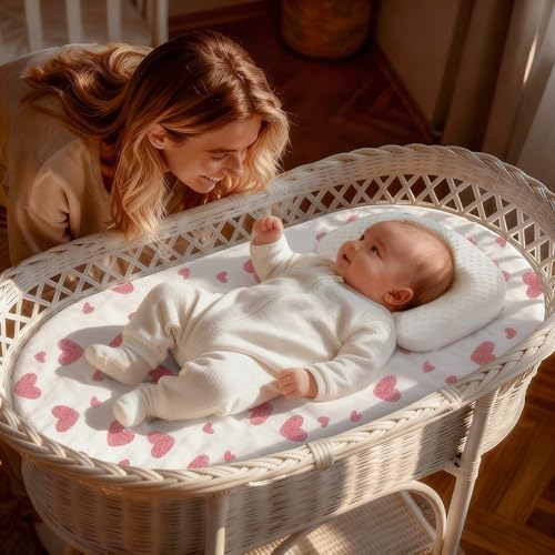 Fitted Bassinet Sheets 4-Pack - Soft Microfiber 32" x 16" (Pink)