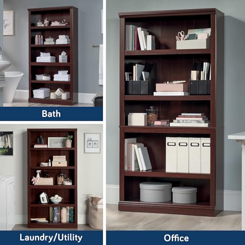 5-Shelf Bookcase with Adjustable Shelving, Cherry Finish Storage Unit