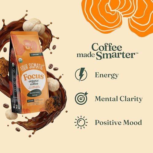 Organic Mushroom Ground Coffee with Lion's Mane & Chaga - Dark Roast (12 oz)