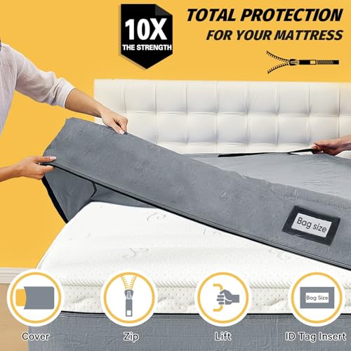 BETU Heavy-Duty Twin Mattress Bag for Moving & Storage - Reusable Waterproof Cover