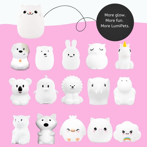 Lumipets Clive The Cat Squishy Silicone Night Light for Kids | Cute Night Light with Remote & Touch Control for Baby & Toddler Bedrooms | Color Changing Portable Animal Nightlight | Kids Mood Lamp
