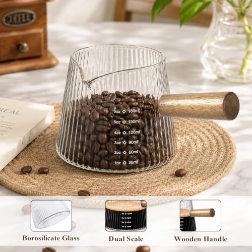 CUPLOOV 6oz Espresso Shot Glass Cup with Handle - Coffee Measuring & Bar Accessory