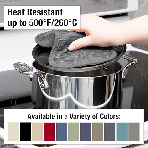 Heat Resistant Silicone Pot Holder Set - 10" x 6" Cotton Kitchen Hot Pads