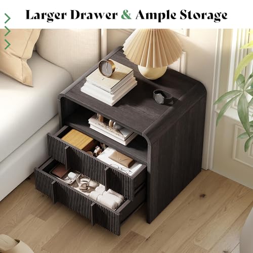 3-Piece Modern Fluted Full Size Bedroom Furniture Set with Nightstands