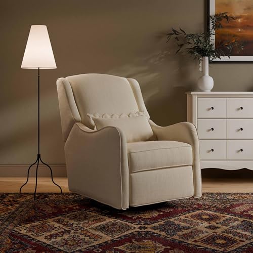 Ivory Nursery Glider Recliner with 360-Degree Swivel and Stain-Repellent Fabric
