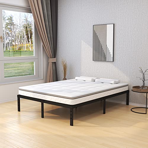 Queen Size Metal Platform Bed Frame, 14-Inch Under-Bed Storage, Heavy Duty