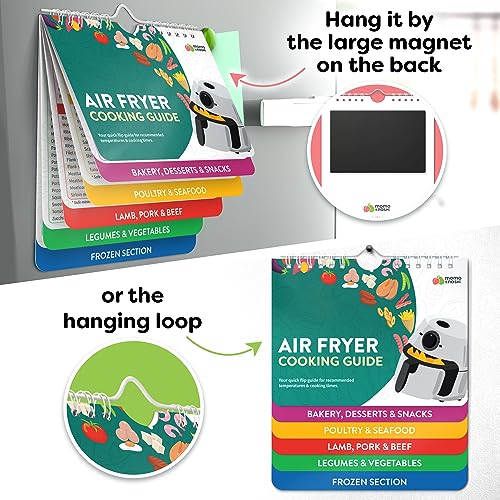 Magnetic Air Fryer Cheat Sheet Booklet - Quick Reference Cooking Guide