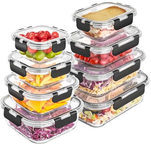 8-Pack Glass Food Storage Containers with Airtight Locking Lids - BPA Free