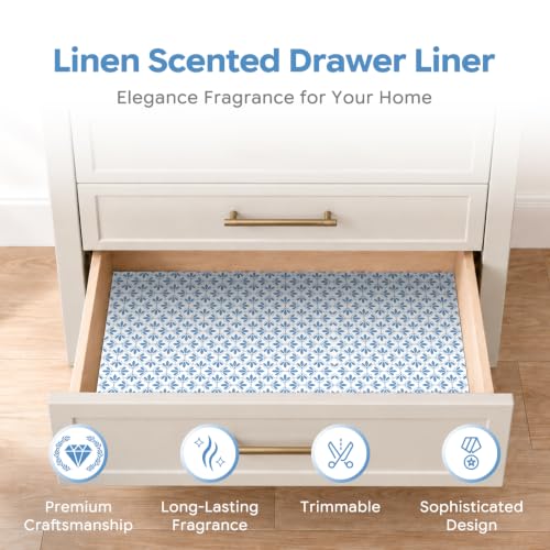 STRN Scented Drawer Liners with Fresh Linen Fragrance - Large 15 Sheets, 19.7" x 14.4"