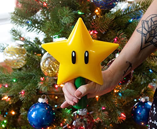 Mario Super Star Light-Up Christmas Tree Topper - 7-Inch Plug-In LED