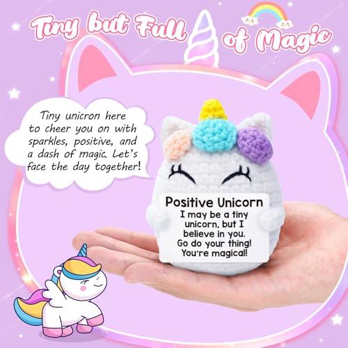 Handmade Crochet Positive Unicorn Keepsake - Encouragement Desk Gift