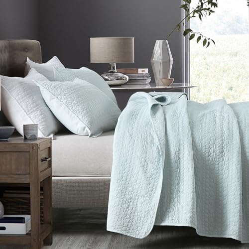 Aqua Blue Queen Quilt Set - 3-Piece Pre-Washed Microfiber Bedspread