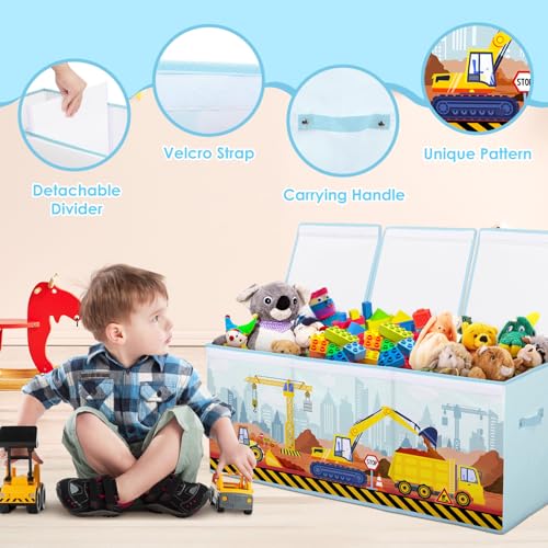 Extra Large Collapsible Toy Storage Chest with Lid and Dividers, 123L