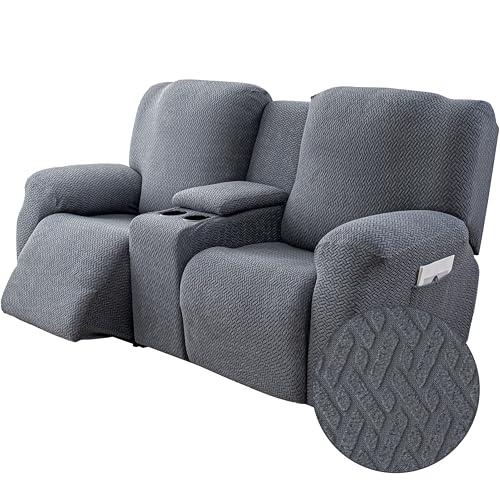Stretch Recliner Loveseat Cover with Console - Dark Gray