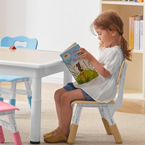 Adjustable Kids Table and 4 Chairs Set - Ergonomic Toddler Activity Furniture