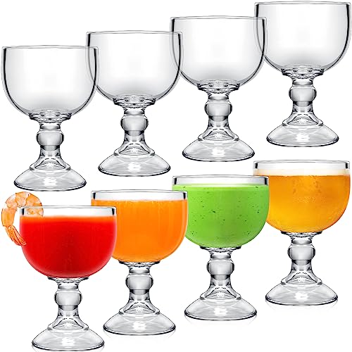 Tanlade Transparent 8 Pack 21.5 oz Margarita & Cocktail Schooner Glasses - Large Crystal Drinking Glassware