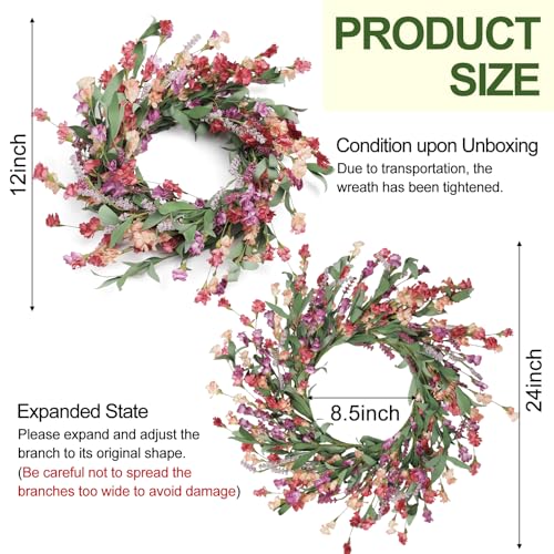 24-Inch Decorative Front Door Wreath for All Seasons Indoor Outdoor Decor