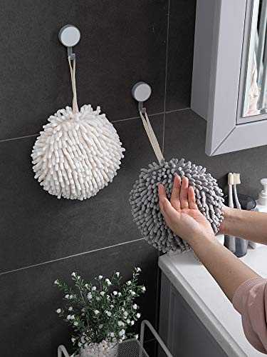 Fuzzy Ball Hand Towel Set - Absorbent Decorative Bathroom Towels (2 Pack)
