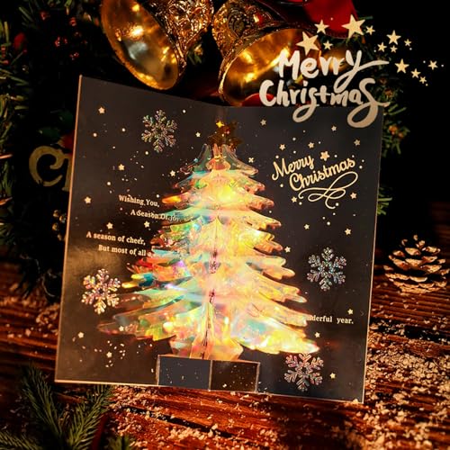 Gugululu 3D Christmas Tree Greeting Card - Silver Pop-Up with Envelope