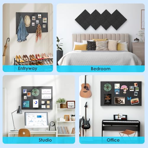 8-Pack Felt Bulletin Board Tiles 12x12 Inch - Sound Absorbing Wall Decor