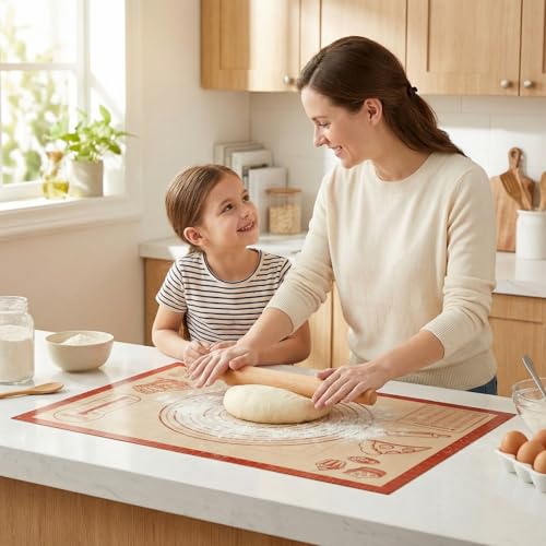 Extra Large Silicone Pastry Mat 28x20 Inch - Non-Stick Dough Rolling Mat