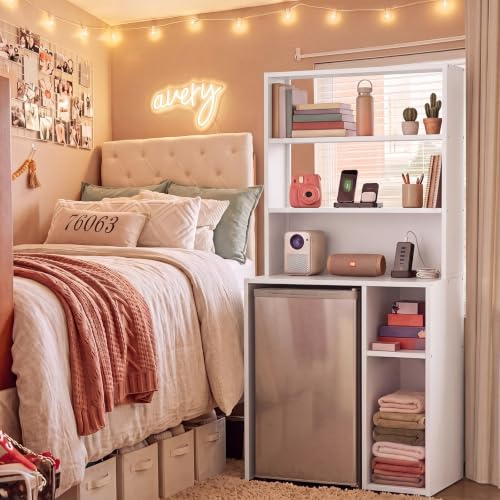 6-Tier Mini Fridge Stand with Storage and Microwave Shelf for Kitchen Dorm