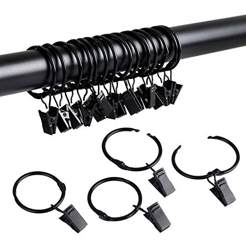 36-Pack Metal Openable Curtain Rings with Clips for 1-Inch Rods