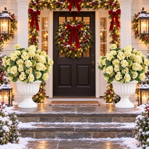 24Pcs White Geranium Artificial Flowers for Outdoor & Indoor Decor, 15.3" each, Phliofd