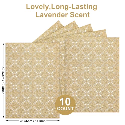 Scented Drawer Liners for Dressers - 10 Sheets Vintage Gold Floral Print