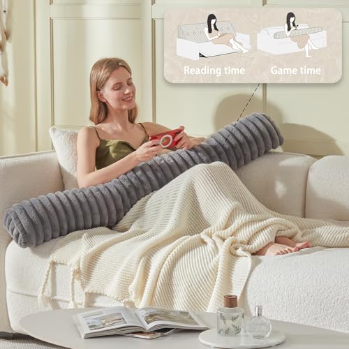 Faux Fur Headboard Wedge Pillow with Neck Roll Pillow - King Size