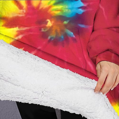 Touchbetter Reactive Rainbow Wearable Sherpa Blanket Hoodie - Oversized Cozy Hoodie Blanket
